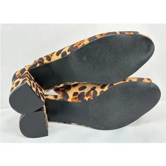 EY Boutique NWOT Leapard Print Open Toe Sling Back Chunky Heels T4708 7M - Picture 8 of 8